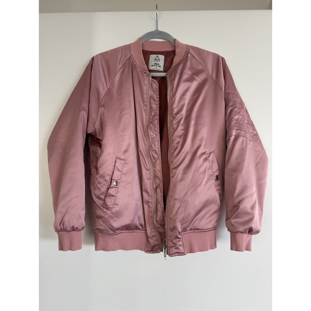 UNIF x Urban Outfitters Pink Satin Bomber Jacket Sz Small